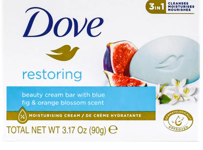 Dove, Beauty Bar Soap Variety Pack of 14, Go Fresh, Shea Butter, Coconut Milk, White, Pampering, Restoring, Exfoliating - 90g (7 Scents, 2 of Each)