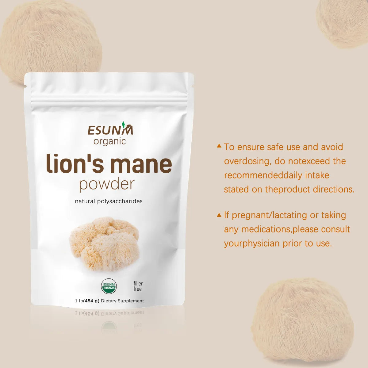 Organic Lion Bristle Mushroom Powder